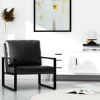 Eureka Modern Vintage Upholstered PU Leather Armchair, Mid Century Accent Chairs with Steel Frame, Leisure Chairs