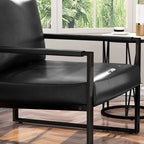 Eureka Modern Vintage Upholstered PU Leather Armchair, Mid Century Accent Chairs with Steel Frame, Leisure Chairs