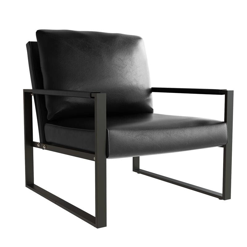 Eureka Modern Vintage Upholstered PU Leather Armchair, Mid Century Accent Chairs with Steel Frame, Leisure Chairs