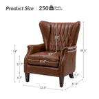 Xaver Traditional Genuine Leather Armchair With Solid Wood Legs by HULALA HOME