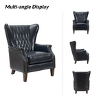 Xaver Traditional Genuine Leather Armchair With Solid Wood Legs by HULALA HOME