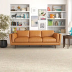 Canapé en cuir Florencia style Mid Century Modern pour salon, couleur fauve