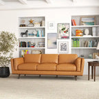 Canapé en cuir Florencia style Mid Century Modern pour salon, couleur fauve