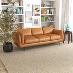 Canapé en cuir Florencia style Mid Century Modern pour salon, couleur fauve
