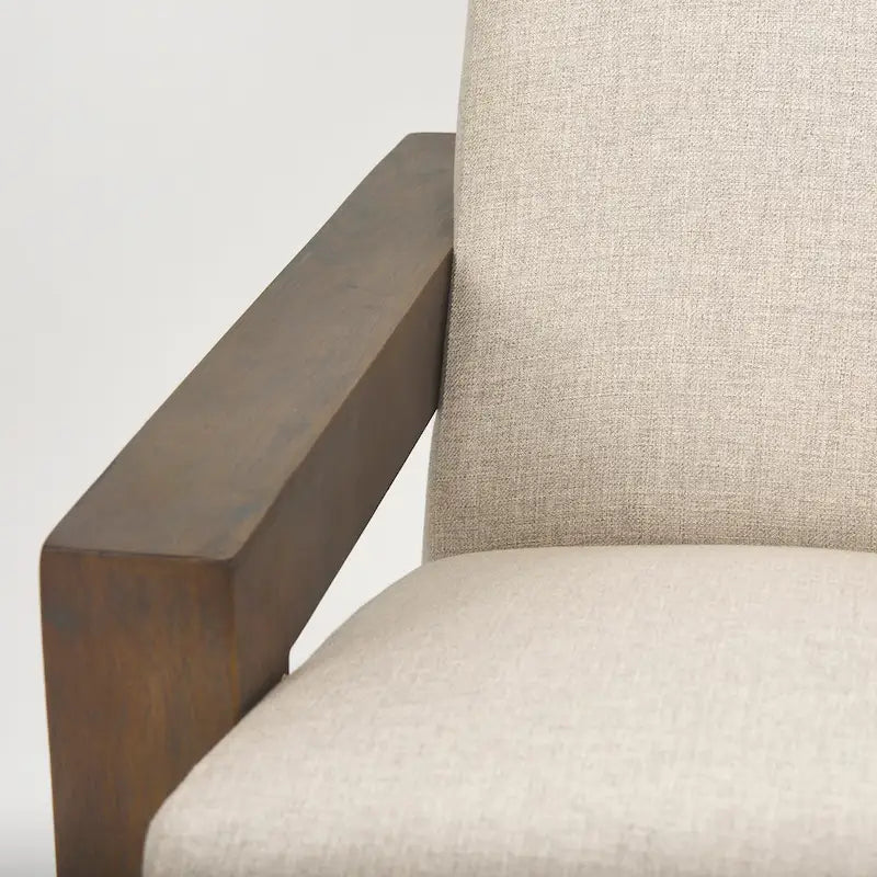 Sovereign Beige Fabric w/ Dark Brown Solid Wood Frame Accent Chair