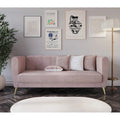 Canapé 3 places à accoudoirs évasés en velours Scarlett avec 4 coussins décoratifs