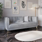 Canapé 3 places à accoudoirs évasés en velours Scarlett avec 4 coussins décoratifs