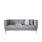 Canapé 3 places à accoudoirs évasés en velours Scarlett avec 4 coussins décoratifs