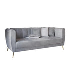 Canapé 3 places à accoudoirs évasés en velours Scarlett avec 4 coussins décoratifs