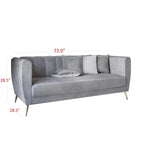 Canapé 3 places à accoudoirs évasés en velours Scarlett avec 4 coussins décoratifs