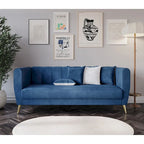 Canapé 3 places à accoudoirs évasés en velours Scarlett avec 4 coussins décoratifs