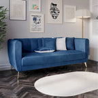 Canapé 3 places à accoudoirs évasés en velours Scarlett avec 4 coussins décoratifs