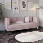 Canapé 3 places à accoudoirs évasés en velours Scarlett avec 4 coussins décoratifs