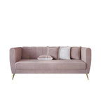 Canapé 3 places à accoudoirs évasés en velours Scarlett avec 4 coussins décoratifs