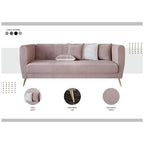 Canapé 3 places à accoudoirs évasés en velours Scarlett avec 4 coussins décoratifs