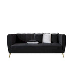 Canapé 3 places à accoudoirs évasés en velours Scarlett avec 4 coussins décoratifs