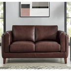 Hydeline Maui Top Grain Leather Sofa and Loveseat Set With Feather, Memory Foam and Springs