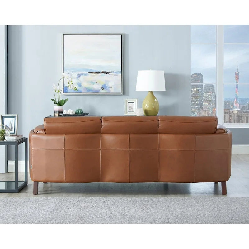 Hydeline Maui Top Grain Leather Sofa and Loveseat Set With Feather, Memory Foam and Springs