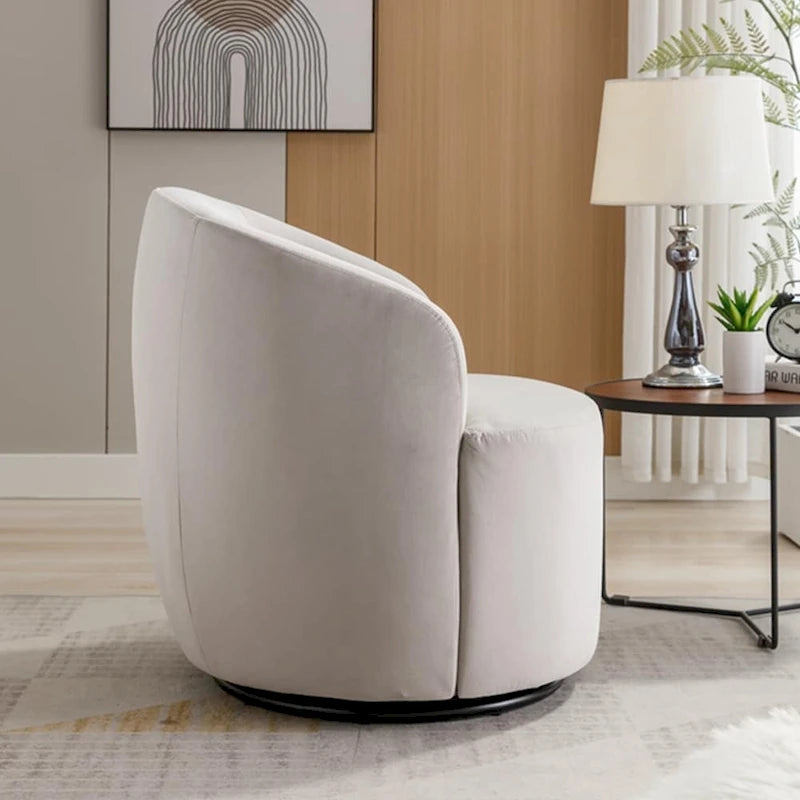 Velvet Swivel Accent Armchair Barrel Chair With Powder Coating Ring