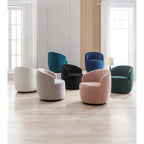 Velvet Swivel Accent Armchair Barrel Chair With Powder Coating Ring