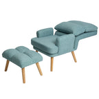 Accent Chair with Ottoman Set, Fabric Armchair with Wood Legs and Adjustable Backrest , Mid Century Modern Comfy Lounge Chair