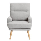 Accent Chair with Ottoman Set, Fabric Armchair with Wood Legs and Adjustable Backrest , Mid Century Modern Comfy Lounge Chair