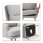 Accent Chair with Ottoman Set, Fabric Armchair with Wood Legs and Adjustable Backrest , Mid Century Modern Comfy Lounge Chair