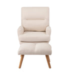 Accent Chair with Ottoman Set, Fabric Armchair with Wood Legs and Adjustable Backrest , Mid Century Modern Comfy Lounge Chair