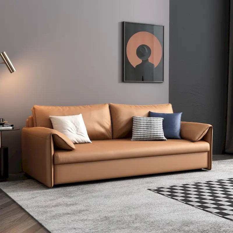 JASIWAY 65.4 Vegan Leather Sofa Bed Sleeper Sofa