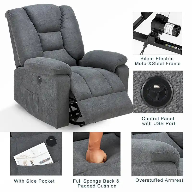 AECOJOY Power Lift Recliner for Elderly w/ Massage & USB charging port