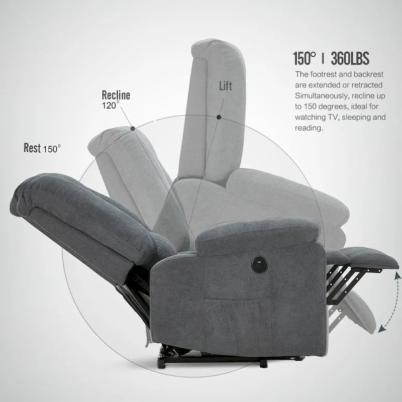 AECOJOY Power Lift Recliner for Elderly w/ Massage & USB charging port