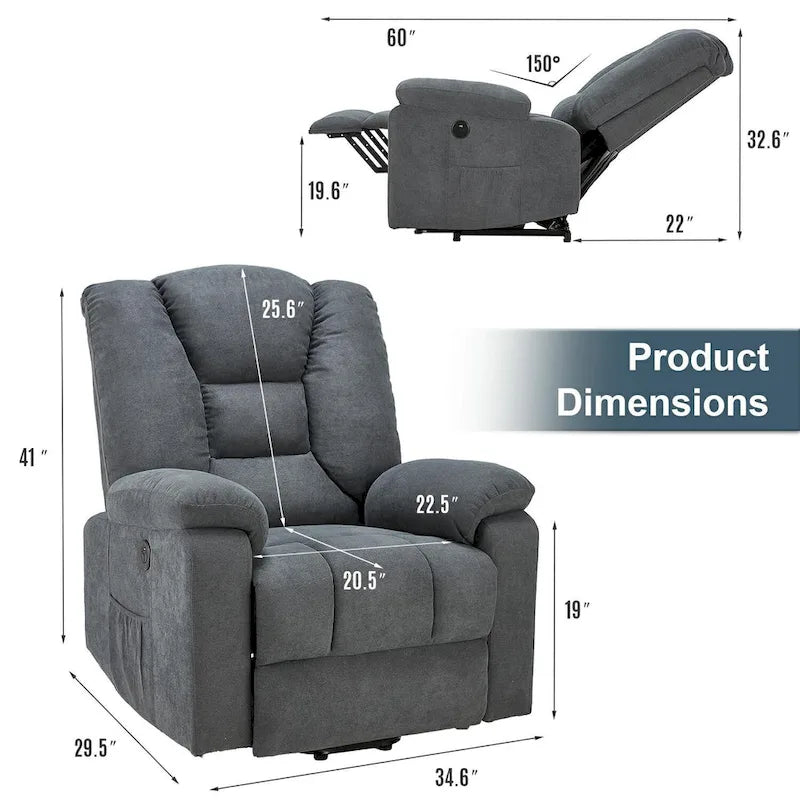 AECOJOY Power Lift Recliner for Elderly w/ Massage & USB charging port
