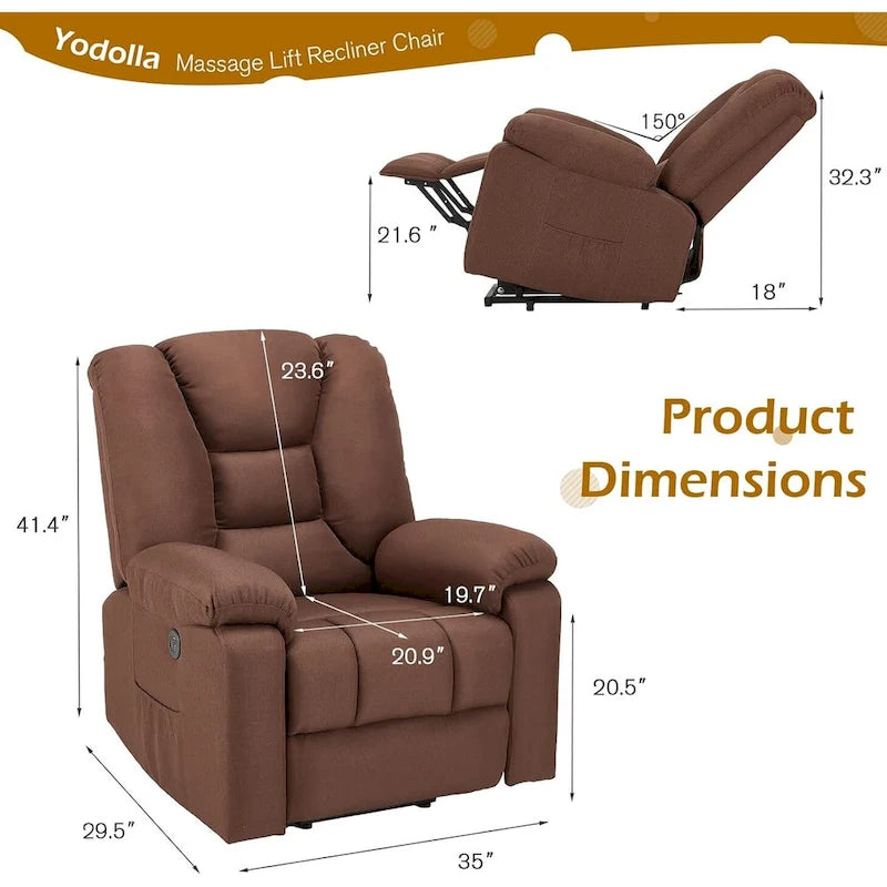 AECOJOY Power Lift Recliner for Elderly w/ Massage & USB charging port