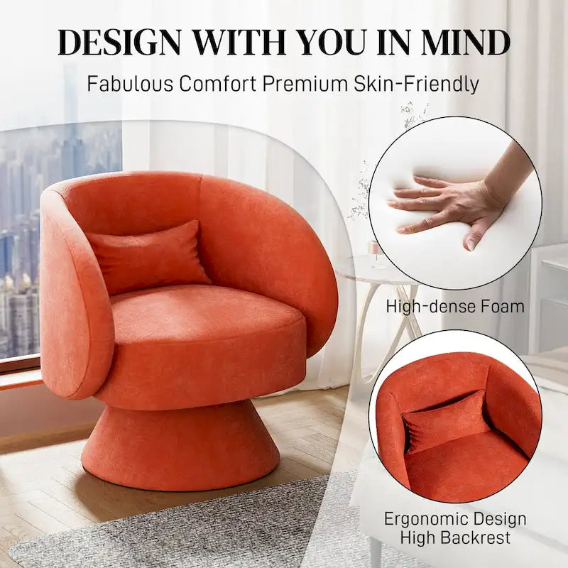 Ouyessir 360 Degree Swivel Cuddle Barrel Sofa Chairs