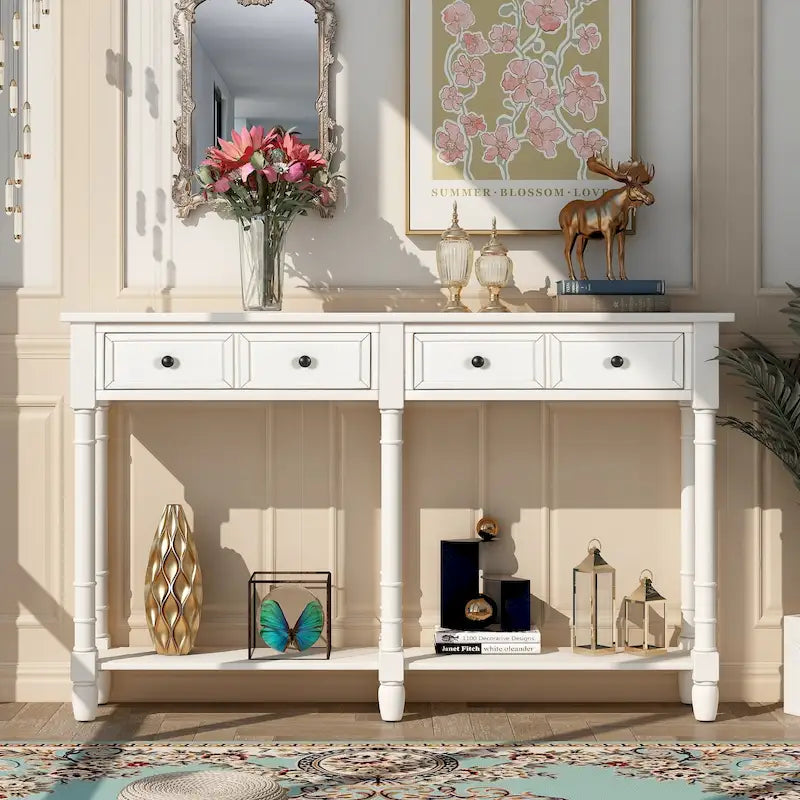 Console Table Sofa Table with Two Storage Drawers
