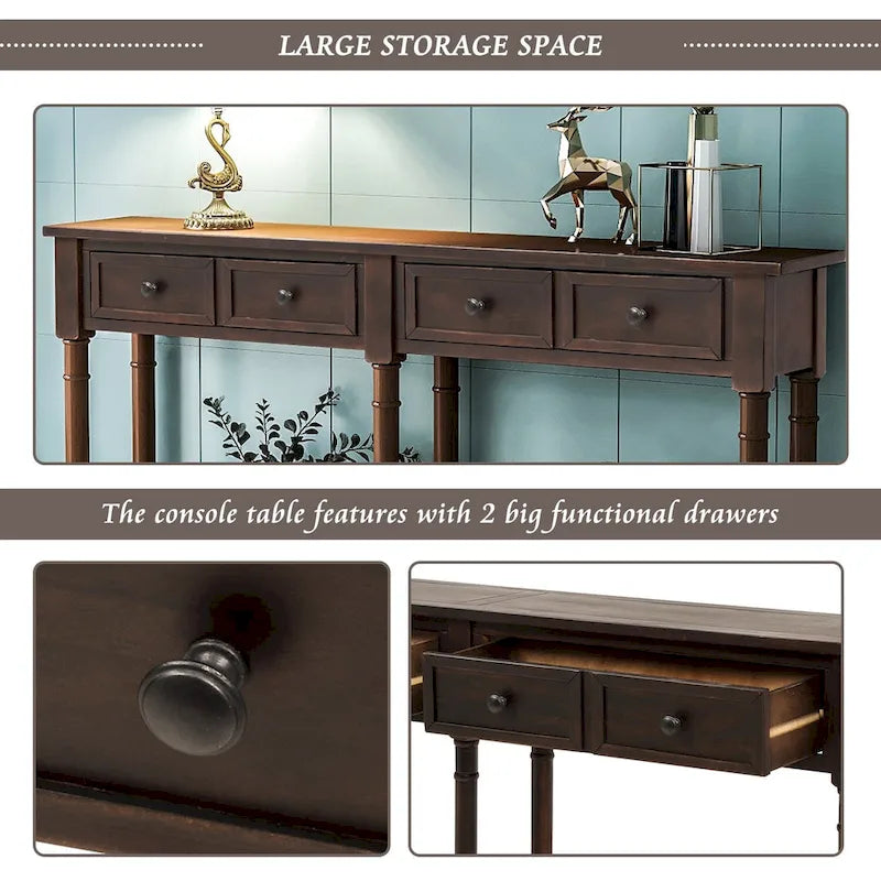 Console Table Sofa Table with Two Storage Drawers