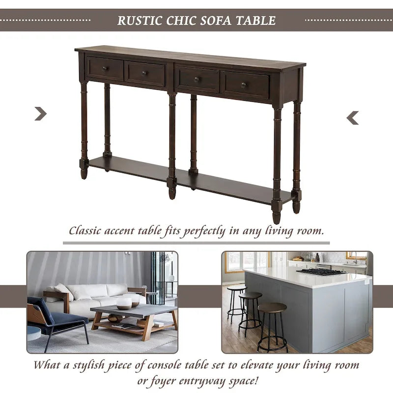 Console Table Sofa Table with Two Storage Drawers