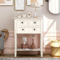 Console en bois, table basse avec tiroirs de rangement et étagère
