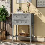 Console en bois, table basse avec tiroirs de rangement et étagère