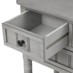 Console en bois, table basse avec tiroirs de rangement et étagère