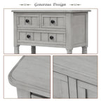 Console en bois, table basse avec tiroirs de rangement et étagère