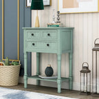 Console en bois, table basse avec tiroirs de rangement et étagère