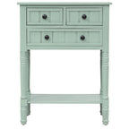 Console en bois, table basse avec tiroirs de rangement et étagère