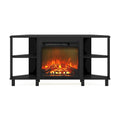 Furinno Jensen Metal Leg Corner Fireplce TV Stand for TV up to 55