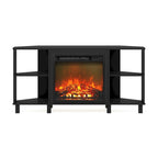 Furinno Jensen Metal Leg Corner Fireplce TV Stand for TV up to 55
