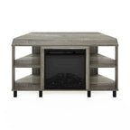 Furinno Jensen Metal Leg Corner Fireplce TV Stand for TV up to 55