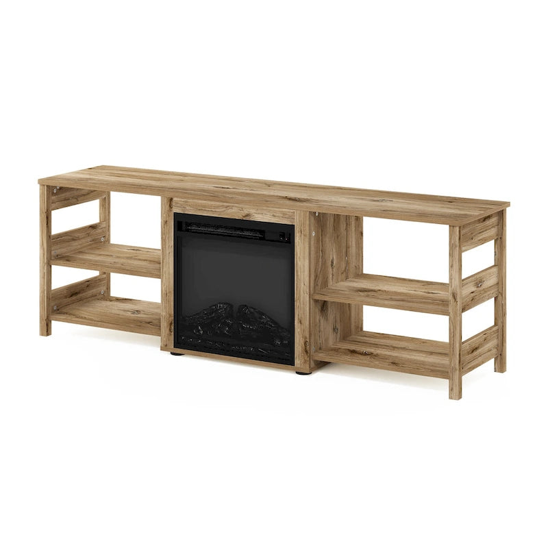 Furinno Jensen Metal Leg Corner Fireplce TV Stand for TV up to 55