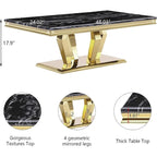 Modern Coffee Table with Stainless Steel Base 48 inches Rectangular Coffee Table with Sturdy Metal Frame for Living Room