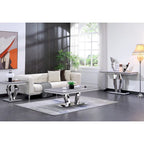Modern Coffee Table with Stainless Steel Base 48 inches Rectangular Coffee Table with Sturdy Metal Frame for Living Room
