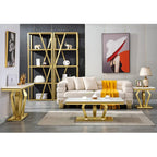 Modern Coffee Table with Stainless Steel Base 48 inches Rectangular Coffee Table with Sturdy Metal Frame for Living Room